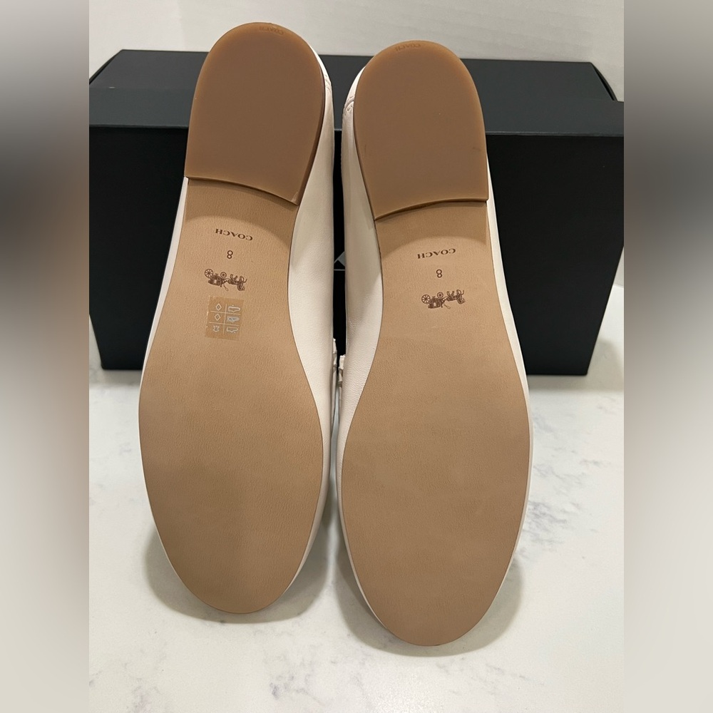 Coach Women's Cream Loafers with Gold Detail - Picture 12 of 14